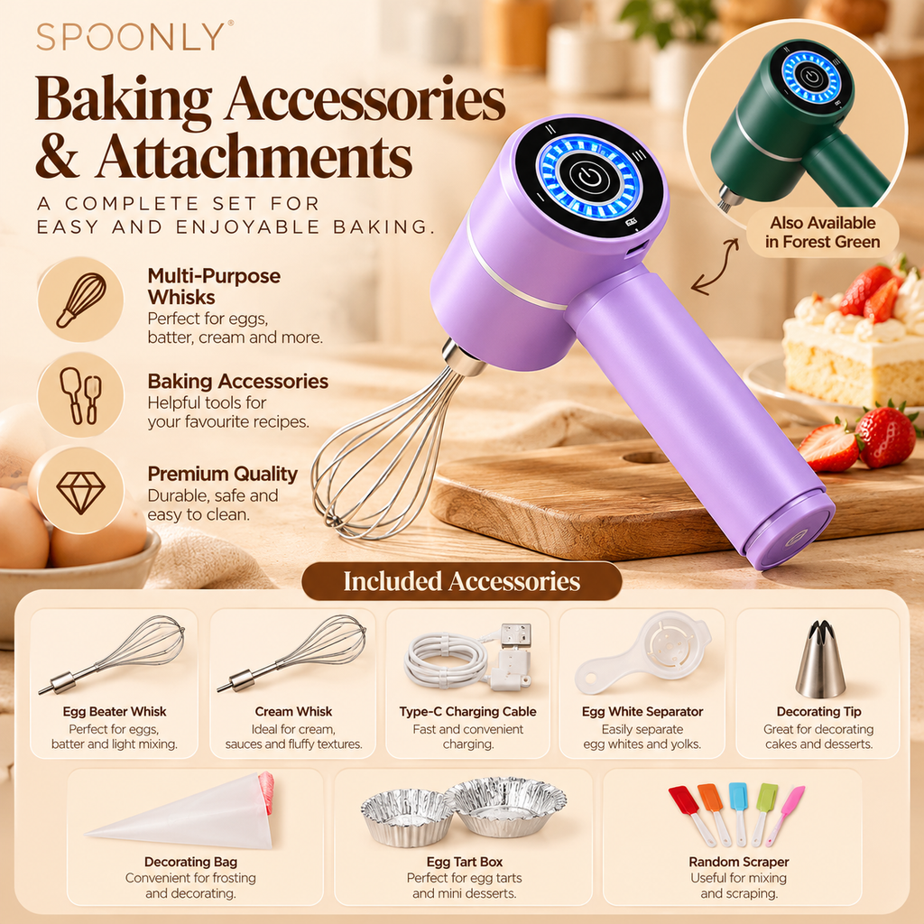 Cordless LED Electric Hand Mixer – 3-Speed Rechargeable Whisk